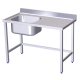 RO-Mesa mural de Chef s/entrep. cubeta izda. 1200x600x850 mm. Dimensiones cubeta 500x400x250 mm.