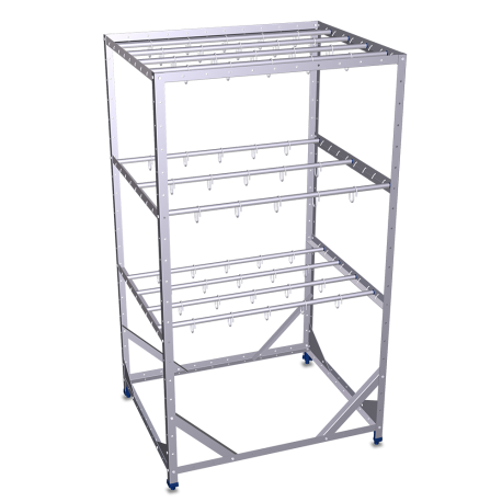 RO-Palet para jamones 3 niveles 1153x953x2033 mm. Construido totalmente en acero galvanizado. Ganchos inox