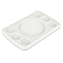 RO-Tabla rectangular para 6 salsas fibra blanca 300x200x20 mm.