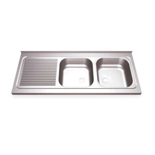 RO-Fregadero 1200x500 2 cubetas y 1 escurridor izqda. dimensiones cubetas 340x370x150 mm.