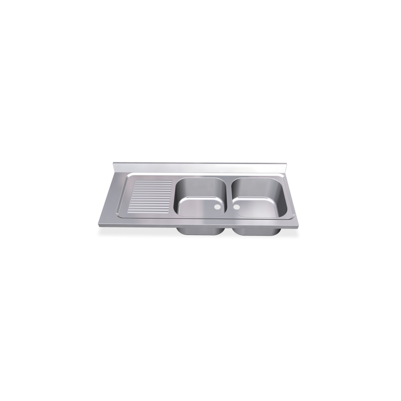 RO-Fregadero 1400x550 2 cubetas y 1 escurridor izqda. dimensiones cubeta 400x400x250 mm.